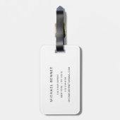 Modern Black And White Monogram ラゲッジタグ (裏面縦)