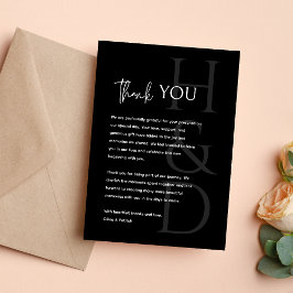 Modern Black and White Monogram Minimalist Wedding サンキューカード