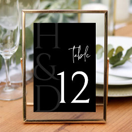 Modern Black and White Monogram Minimalist Wedding テーブルナンバー