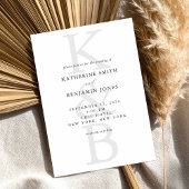 Modern Black and White Monogram Minimalist Wedding 招待状