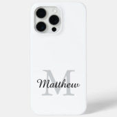 Modern Black and White Monogram Script Name Case-Mate iPhoneケース (裏面)