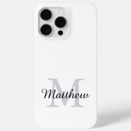 Modern Black and White Monogram Script Name iPhone 15 Pro Maxケース