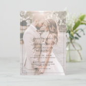 Modern Black And White Overlay Photo Wedding 招待状 (スタンド正面)