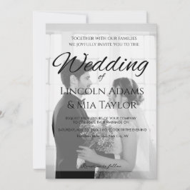 Modern Black and White Overlay Wedding Invitation 招待状
