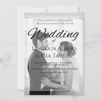 Modern Black and White Overlay Wedding Invitation 招待状
