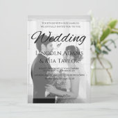 Modern Black and White Overlay Wedding Invitation 招待状 (スタンド正面)