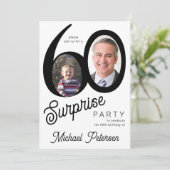 Modern black and white photo 60th birthday party 招待状 (スタンド正面)