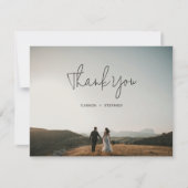 Modern Black and White Photo Chic Wedding サンキューカード (正面)