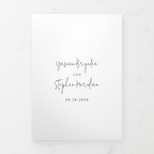 Modern Black and White Photo Chic Wedding 三つ折り招待状 (カバー)