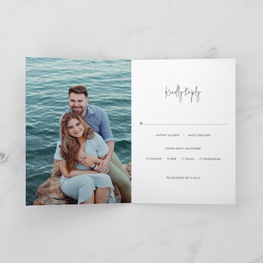 Modern Black and White Photo Chic Wedding 招待状 (内部)