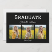 Modern Black and White Photo Grad Announcement 招待状 (正面)