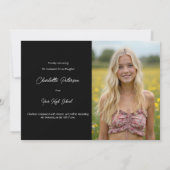 Modern Black and White Photo Grad Announcement 招待状 (裏面)