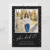 Modern Black and White Photo Graduation 招待状 (正面)