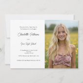 Modern Black and White Photo Graduation  招待状 (裏面)