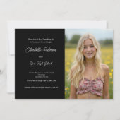 Modern Black and White Photo Graduation  招待状 (裏面)