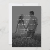 Modern Black and White Photo Minimalist Wedding 招待状 (正面)