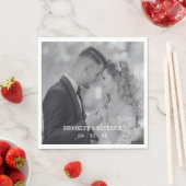 Modern Black And White Photo Wedding スタンダードランチョンナプキン (インサイチュ)