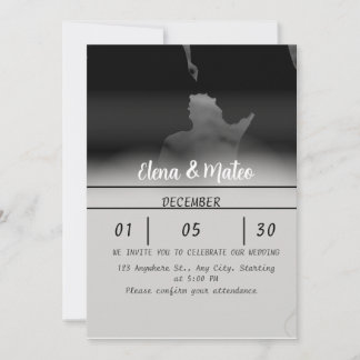 Modern Black and White Photo Wedding Invitation 招待状