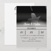 Modern Black and White Photo Wedding Invitation 招待状 (正面/裏面)