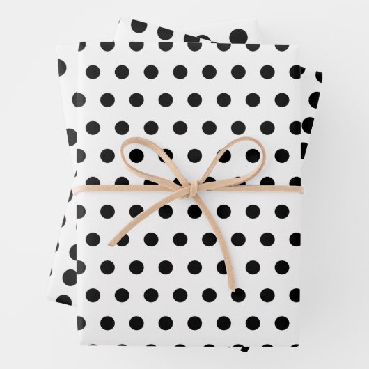Modern Black and White Polka Dots Patterned ラッピングペーパーシート (インサイチュ)