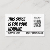 Modern Black and White QR Code Business Card 名刺 (正面)