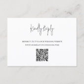 Modern Black and White QR Code Chic Wedding 出欠カード (正面)