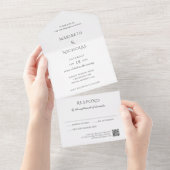 Modern Black and White QR Code Classy Wedding オールインワン招待状 (貼ってはがせる)