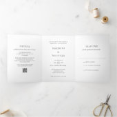 Modern Black and White QR Code Classy Wedding 三つ折り招待状 (内部)