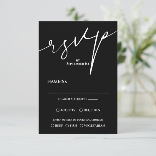 Modern Black and White QR Code Wedding RSVP (スタンド正面)