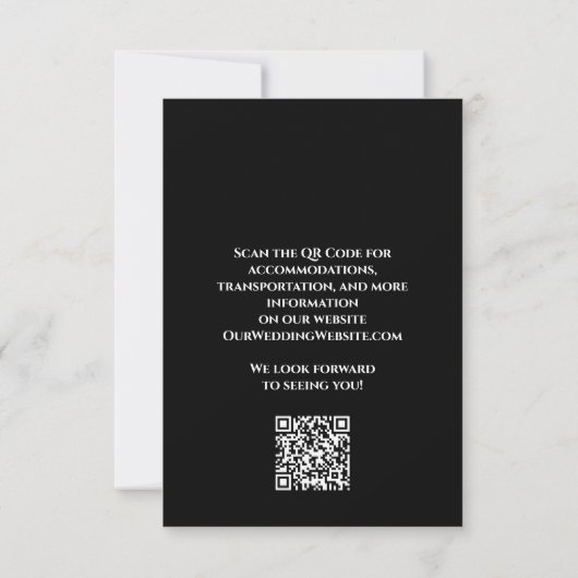 Modern Black and White QR Code Wedding RSVP (裏面)