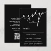 Modern Black and White QR Code Wedding RSVP (正面/裏面)