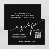 Modern Black and White QR Code Wedding RSVP (正面/裏面)