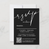 Modern Black and White QR Code Wedding RSVP (正面)