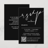 Modern Black and White QR Code Wedding RSVP (正面/裏面)