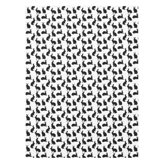 Modern Black And White Rabbit Pattern Easter テーブルクロス (正面)