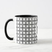 Modern Black and White Rattan Pattern Monogram マグカップ (左)