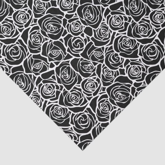 Modern Black and White Roses Chic Floral Pattern  薄葉紙 (詳細)