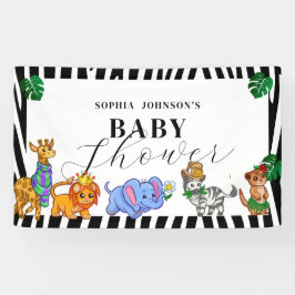 Modern Black and White Safari Animals Baby Shower 横断幕