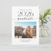 Modern Black and White Script 1 Photo Graduation 案内状 (スタンド正面)