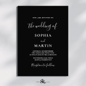 Modern Black and White Script Photo Wedding 招待状