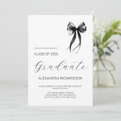 Modern Black and White Simple Bow Photo Graduation 案内状 (スタンド正面)