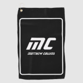 Modern Black and White Simple Cool Sports Monogram ゴルフタオル (正面)