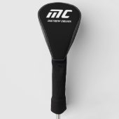 Modern Black and White Sports Simple Cool Monogram ゴルフヘッドカバー (正面)