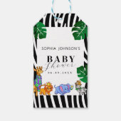 Modern Black and White Stripe Safari  Baby Shower  ギフトタグ (正面)