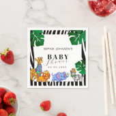 Modern Black and White Stripe Safari  Baby Shower  スタンダードカクテルナプキン (インサイチュ)