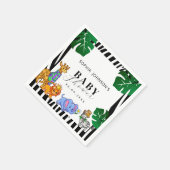 Modern Black and White Stripe Safari  Baby Shower  スタンダードカクテルナプキン (角)