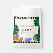 Modern Black and White Stripe Safari Baby Shower フェイバーバッグ (正面)