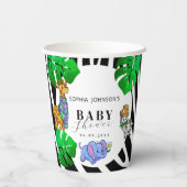 Modern Black and White Stripe Safari  Baby Shower  紙コップ (裏面)