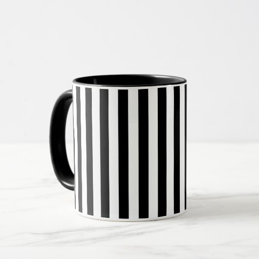 Modern Black and White Striped Combo Mug マグカップ (正面左)
