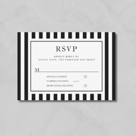 Modern Black And White Stripes Wedding  出欠カード
